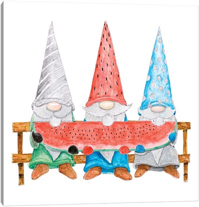 Watermelon Gnomes Canvas Art Print - Gnomes