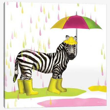 Raindrop Safari Zebra Canvas Print #HED8} by Hugo Edwins Canvas Print