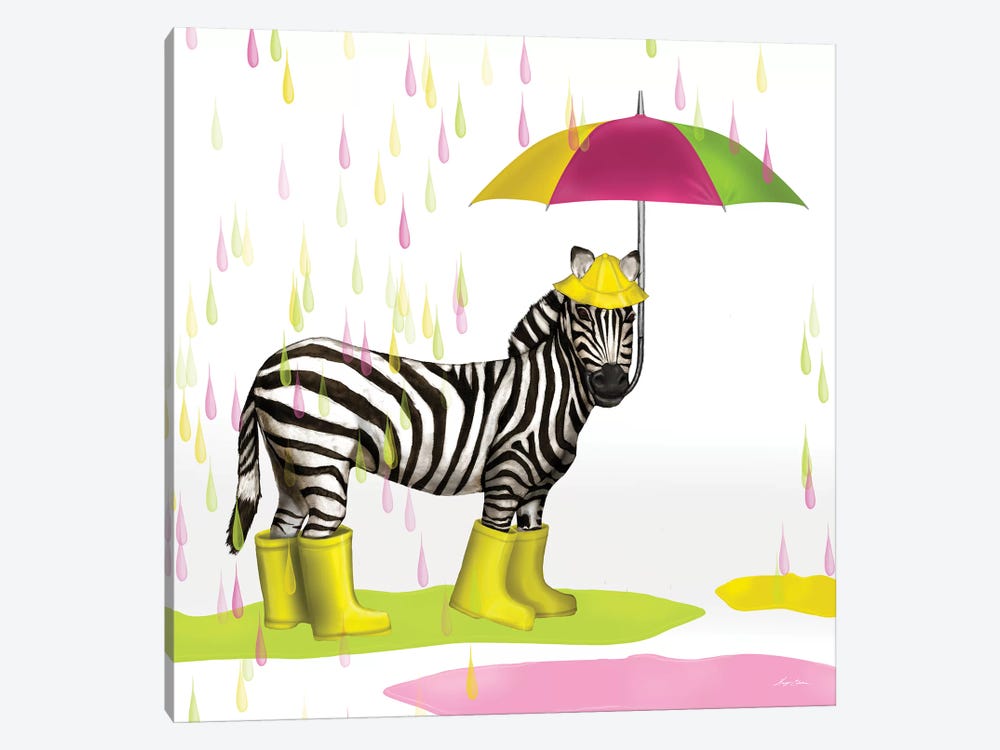 Raindrop Safari Zebra by Hugo Edwins 1-piece Canvas Artwork