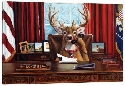 The Buck Stops Here Canvas Art Print - Elk Art