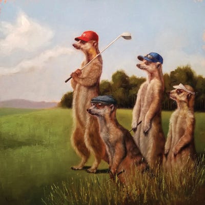 Animal Humor Art - Canvas Prints: Men's Day by Lucia Heffernan