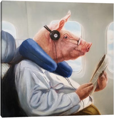 When Pigs Fly II Canvas Art Print - Pig Art