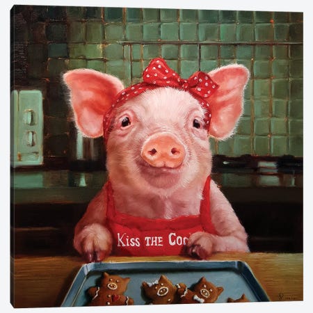 Gingerbread Pigs Canvas Print #HEF132} by Lucia Heffernan Canvas Art