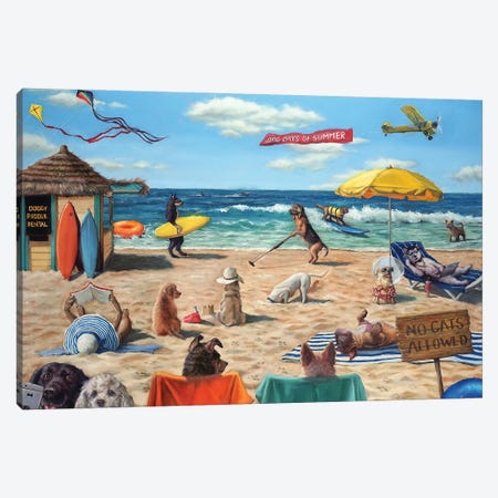 Dog Beach Canvas Print #HEF138} by Lucia Heffernan Canvas Artwork