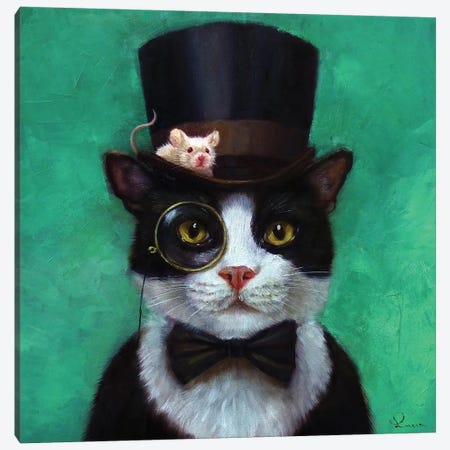 Tuxedo Cat Canvas Print #HEF14} by Lucia Heffernan Canvas Art