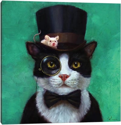 Tuxedo Cat Canvas Art Print - Lucia Heffernan