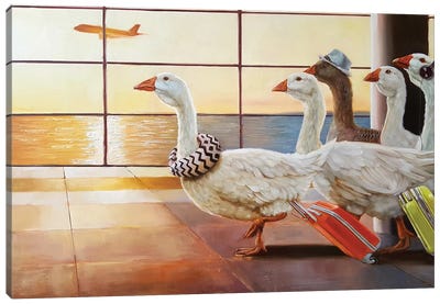 First Class Migration Canvas Art Print - Goose Art