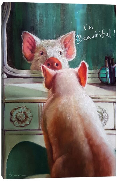 Affirmation Canvas Art Print - Pigs