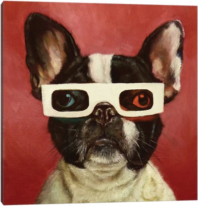 3D Dog Canvas Art Print - French Bulldog Art