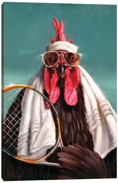 The Tennis Pro Canvas Art Print - Chicken & Rooster Art