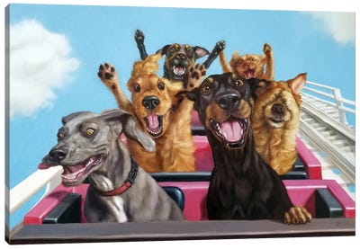 Thrill Seekers Canvas Art Print - Animal Humor Art