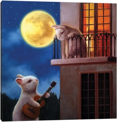 Moonlight Serenade Canvas Art Print - Rabbit Art
