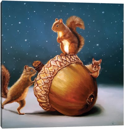 The Big Find Canvas Art Print - Squirrel Art