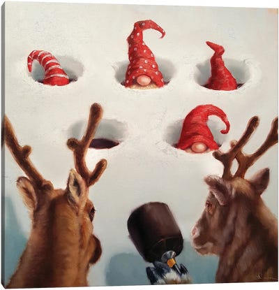 Whack-An-Elf Canvas Art Print - Reindeer Art