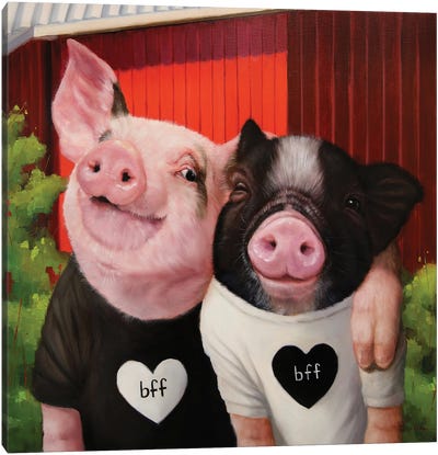 BFF Canvas Art Print - Pig Art