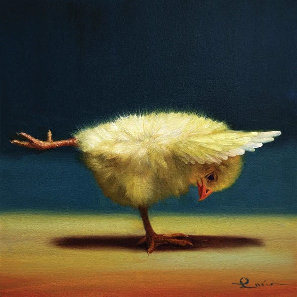 Chickens & Roosters: Balancing Beam (Yoga Chick) by Lucia Heffernan