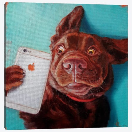 Dog Selfie Canvas Print #HEF25} by Lucia Heffernan Canvas Print