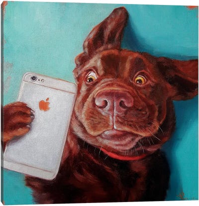 Dog Selfie Canvas Art Print - Lucia Heffernan