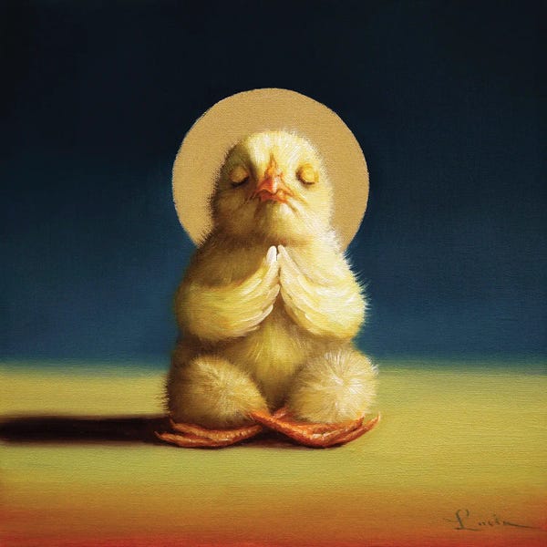 Chickens & Roosters: Lotus (Yoga Chick) by Lucia Heffernan