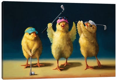 Golf Chicks (Yoga Chick) Canvas Art Print - Lucia Heffernan