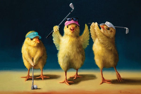 Office Humor: Golf Chicks (Yoga Chick) by Lucia Heffernan