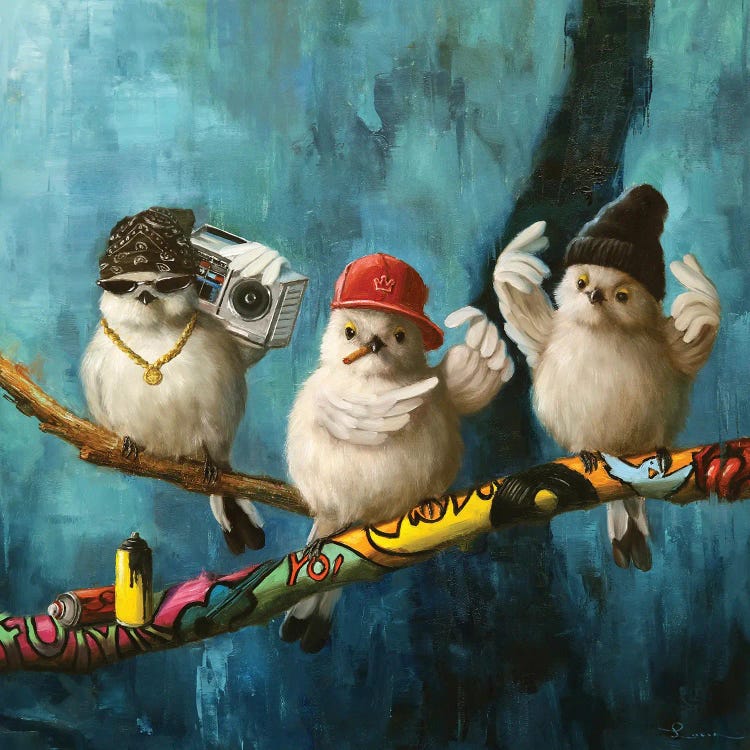 Birdz In Da Hood II by Lucia Heffernan wall art