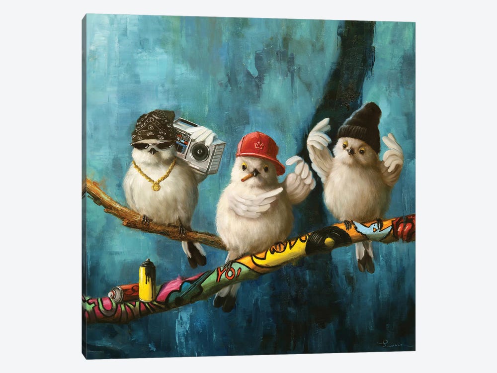 Birdz In Da Hood II by Lucia Heffernan 1-piece Canvas Artwork
