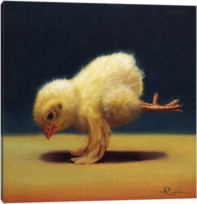 Yoga Chick Crane Canvas Art Print - Chicken & Rooster Art