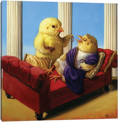 Emperor's Lunch Canvas Art Print - Chicken & Rooster Art