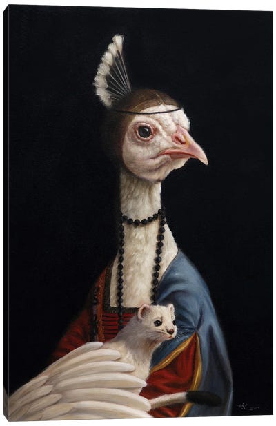 Peacock With Ermine Canvas Art Print - Lucia Heffernan
