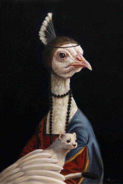 Ferrets: Peacock With Ermine by Lucia Heffernan