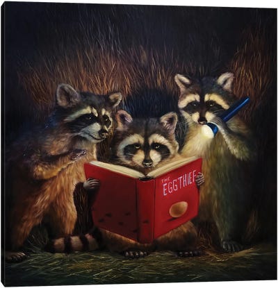Backyard Gangster Canvas Art Print - Raccoon Art