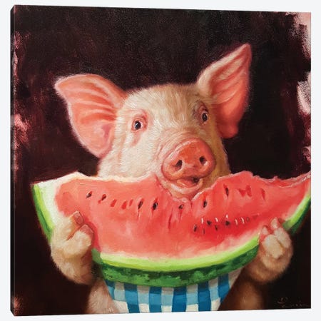 Pig Out Canvas Print #HEF34} by Lucia Heffernan Canvas Art