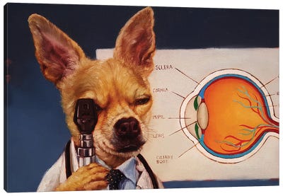 Seeing Eye Dog Canvas Art Print - Office Humor