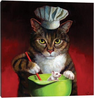 Guest For Dinner Canvas Art Print - Cat Art