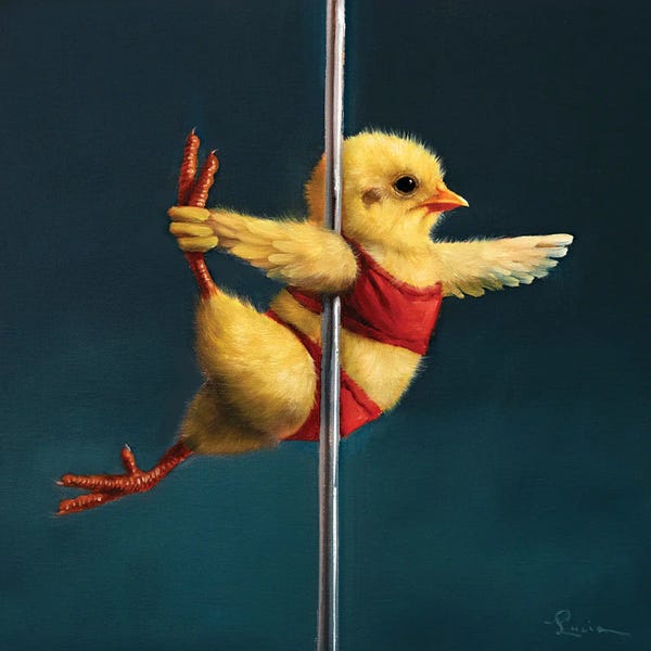 Chickens & Roosters: Pole Chick Rocket Woman by Lucia Heffernan