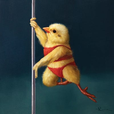 Pole Chick Tinkerbell by Lucia Heffernan framed canvas print