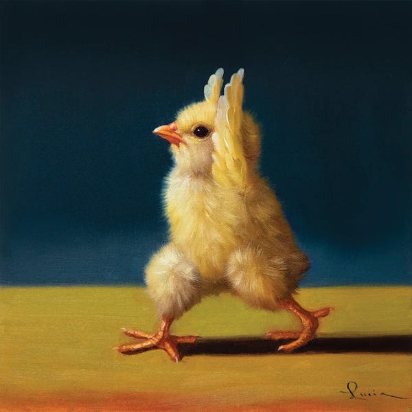 Chickens & Roosters: Yoga Chick Warrior I by Lucia Heffernan