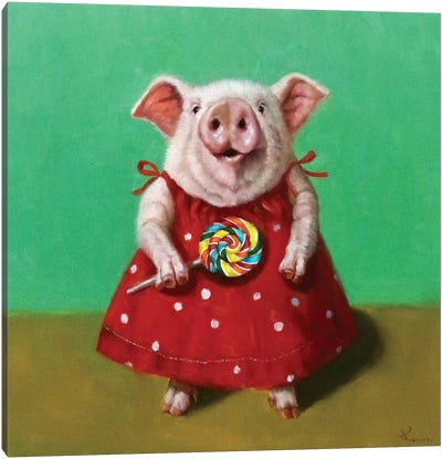 Sticky Canvas Art Print - Pig Art