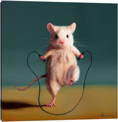 Gym Rat Jump Rope Canvas Art Print - Mouse Art