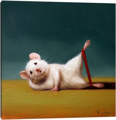 Gym Rat Side Leg Lift Canvas Art Print - Mouse Art