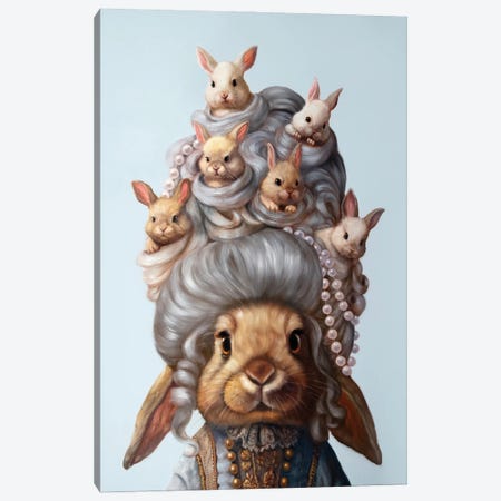 Full Head of Hares Canvas Print #HEF414} by Lucia Heffernan Canvas Art