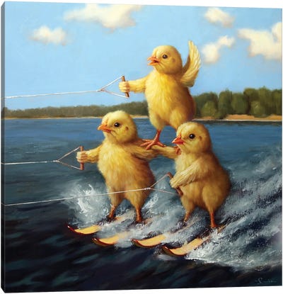 Water Ski Chicks Canvas Art Print - Lucia Heffernan