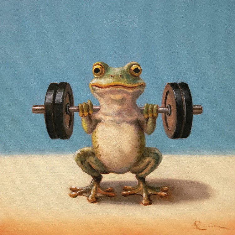 Gym Frog Back Squat by Lucia Heffernan wall art
