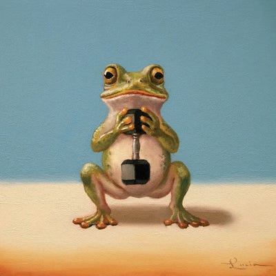 Gym Frog Goblet Squat by Lucia Heffernan gallery poster