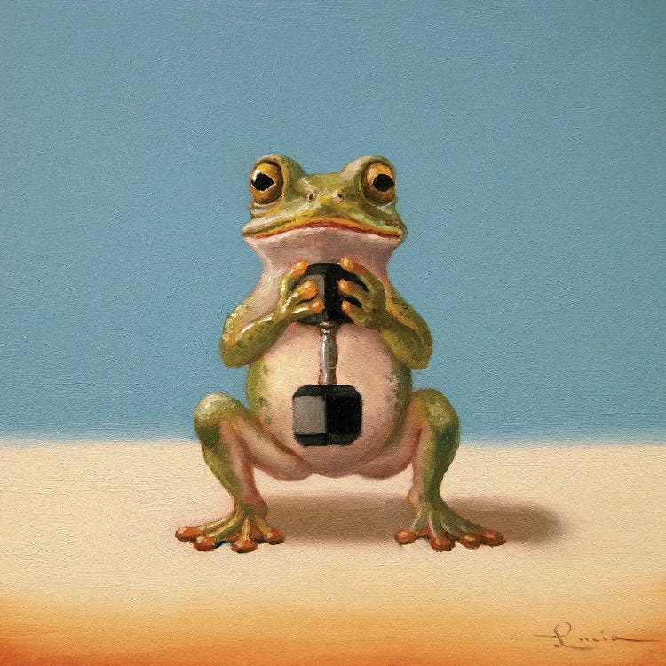 Gym Frog Goblet Squat by Lucia Heffernan wall art