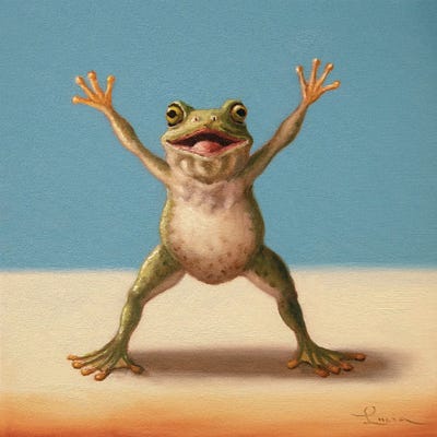 Gym Frog Jumping Jacks by Lucia Heffernan gallery poster