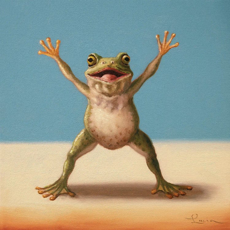 Gym Frog Jumping Jacks by Lucia Heffernan wall art