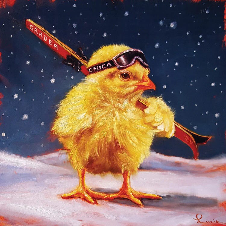Chick With Sticks by Lucia Heffernan wall art