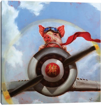 When Pigs Fly Canvas Art Print - Kids Transportation Art